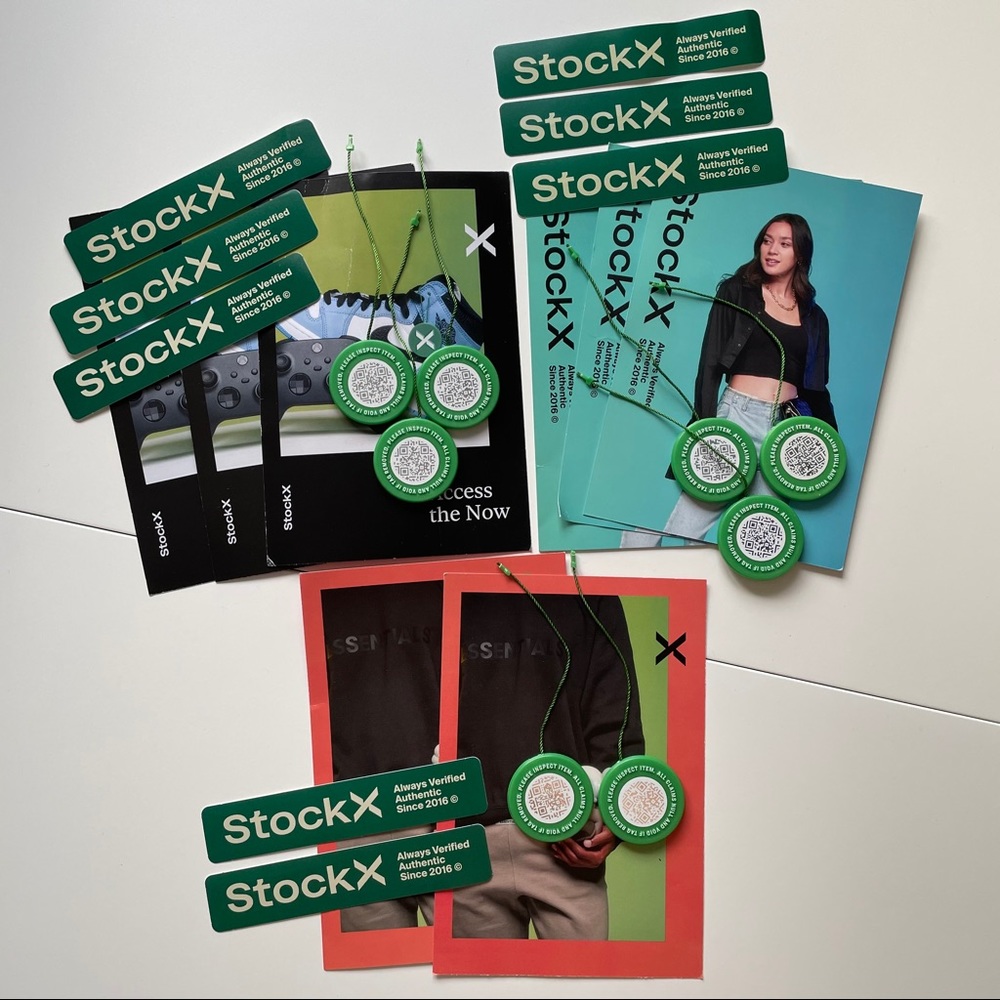 8 Sets of Authentic StockX Tags, Stickers & Cards